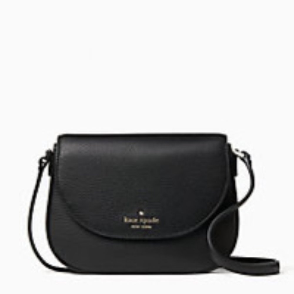 NWT Kate Spade Crossbody Black Leila Small Mini Flap Stone Pebbled …